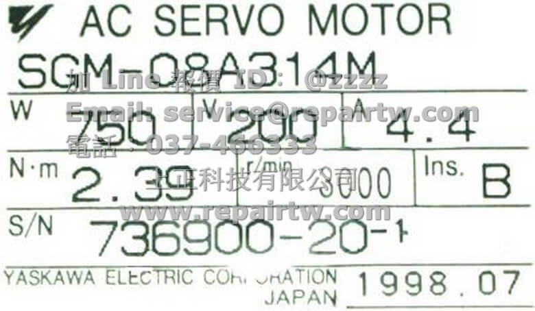 SGM-08A3I4M】伺服馬達二手良品中古良品安川Yaskawa AC Servo Motor SGM08A3I4M 露天市集|  全台最大的網路購物市集